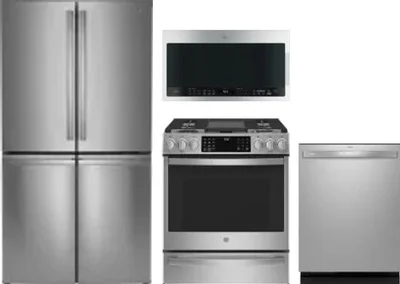 4 Piece Package Includes Refrigerator, Range, Microwave And Dishwasher